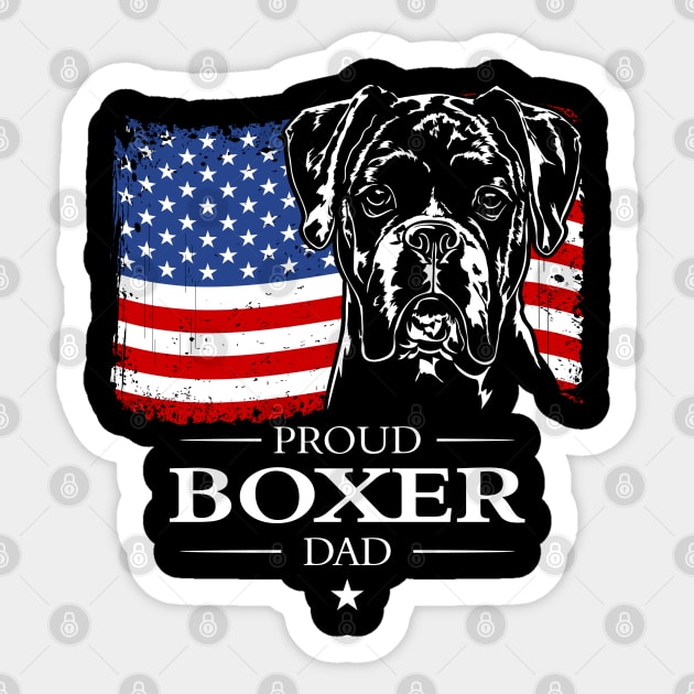 Proud Boxer Dog Dad American Flag patriotic dog Sticker by wilsigns